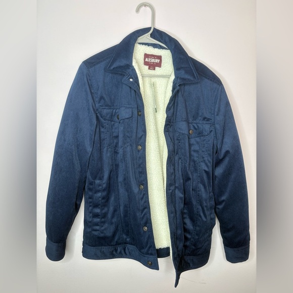NEW Alesbury Navy Soft Corduroy Sherpa-Lined Jacket – Size Large - Picture 1 of 4